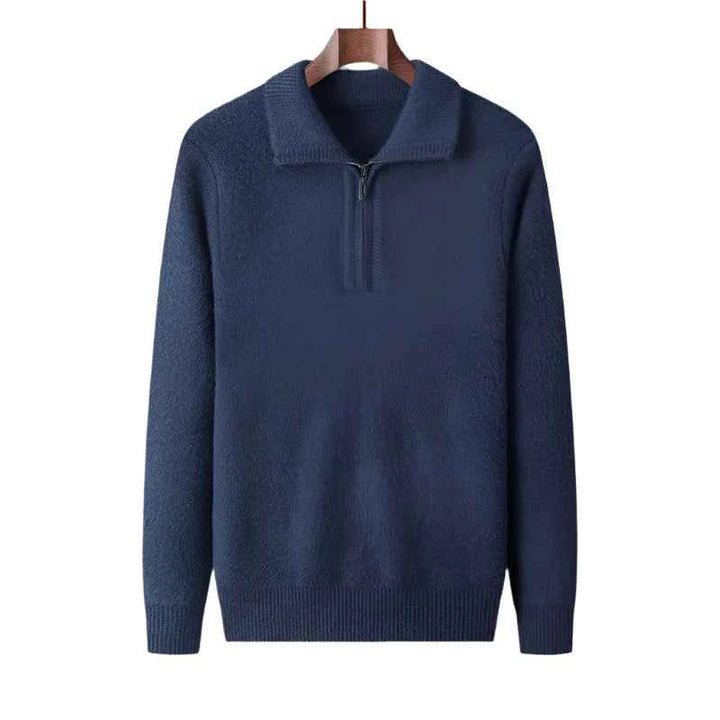 Men's Cashmere Quarter-Zip Sweater Navy