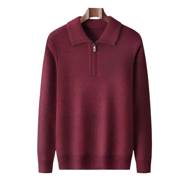 Men's Cashmere Quarter-Zip Sweater Red