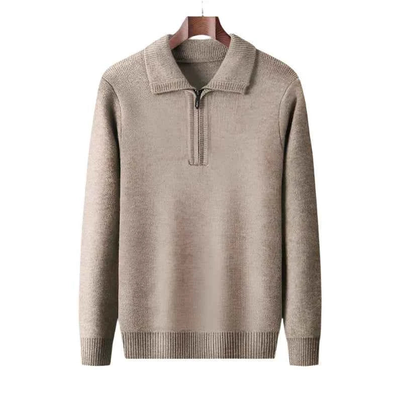 Men's Cashmere Quarter-Zip Sweater Brown