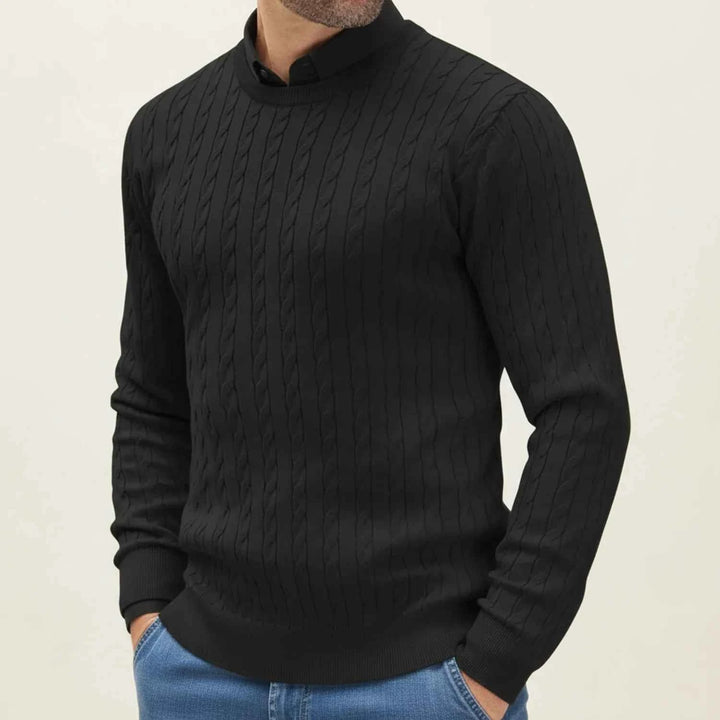 Men's Casual Cable Knit Sweater Black