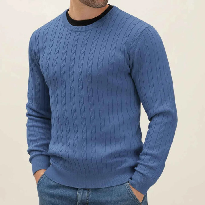 Men's Casual Cable Knit Sweater Blue
