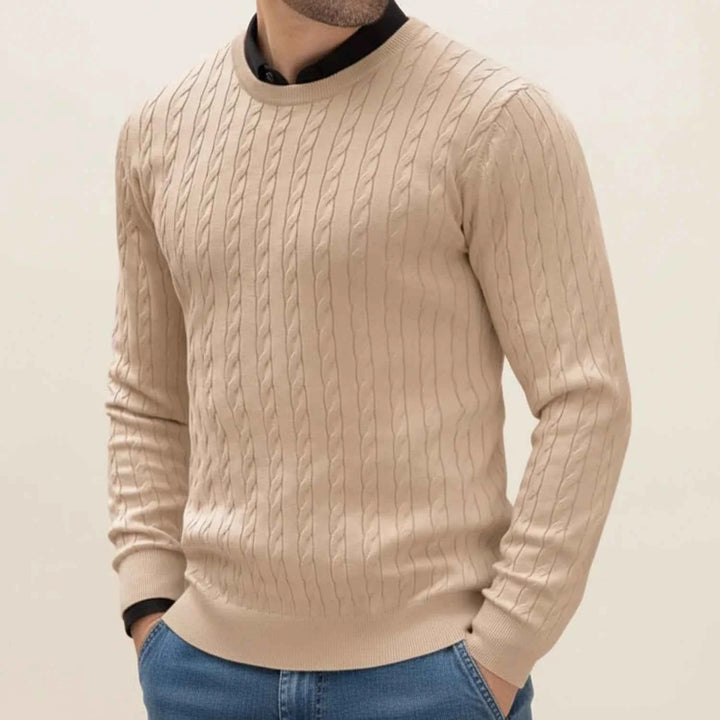 Men's Casual Cable Knit Sweater Beige