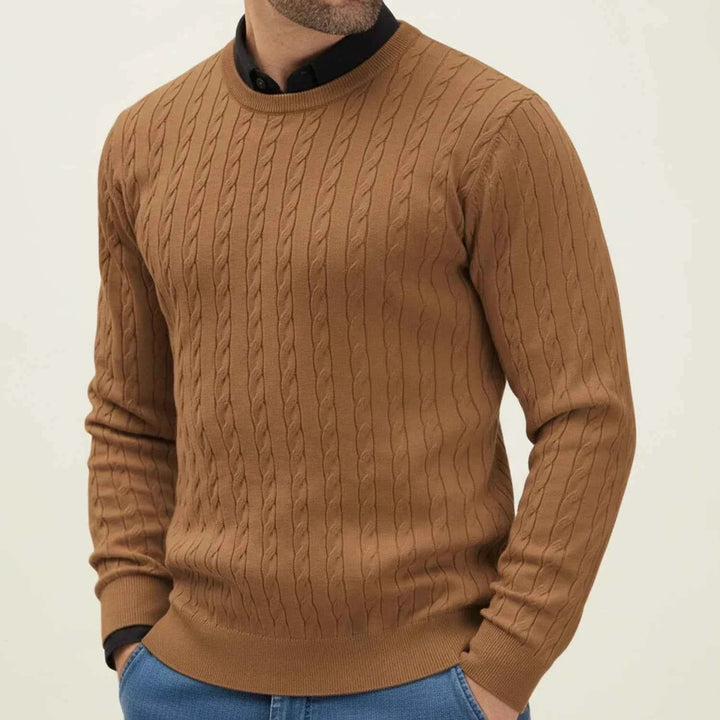 Men's Casual Cable Knit Sweater Brown