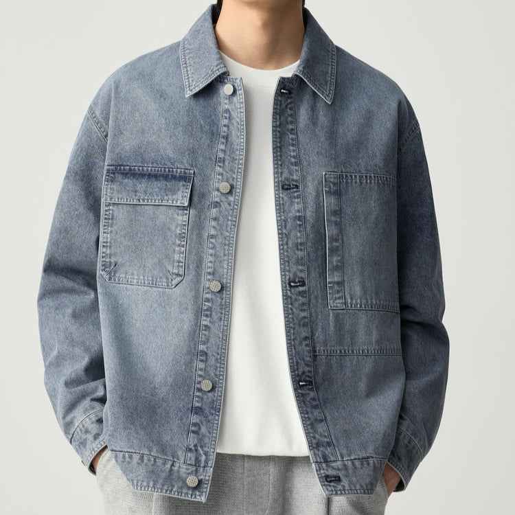 Men's Casual Denim Jacket for Everyday Wear Blue