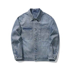 Men's Cotton Denim Relaxed Button Front Patch Pocket Jacket