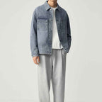Men's Cotton Denim Relaxed Button Front Patch Pocket Jacket