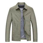 Men's Polyester Zip-up Stand Collar Side Pockets Jacket Khaki