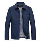 Men's Polyester Zip-up Stand Collar Side Pockets Jacket Blue