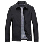 Men's Polyester Zip-up Stand Collar Side Pockets Jacket Black