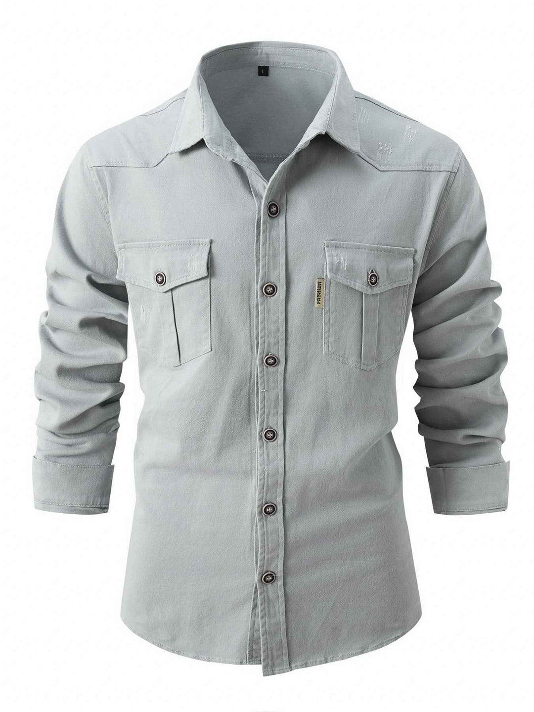 Men's Casual Long Sleeve Shirt - Zenda Style Grey