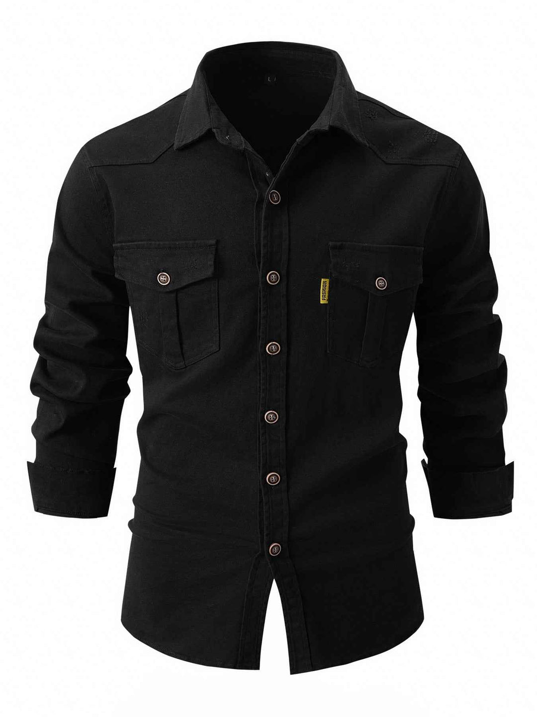 Men's Casual Long Sleeve Shirt - Zenda Style Black