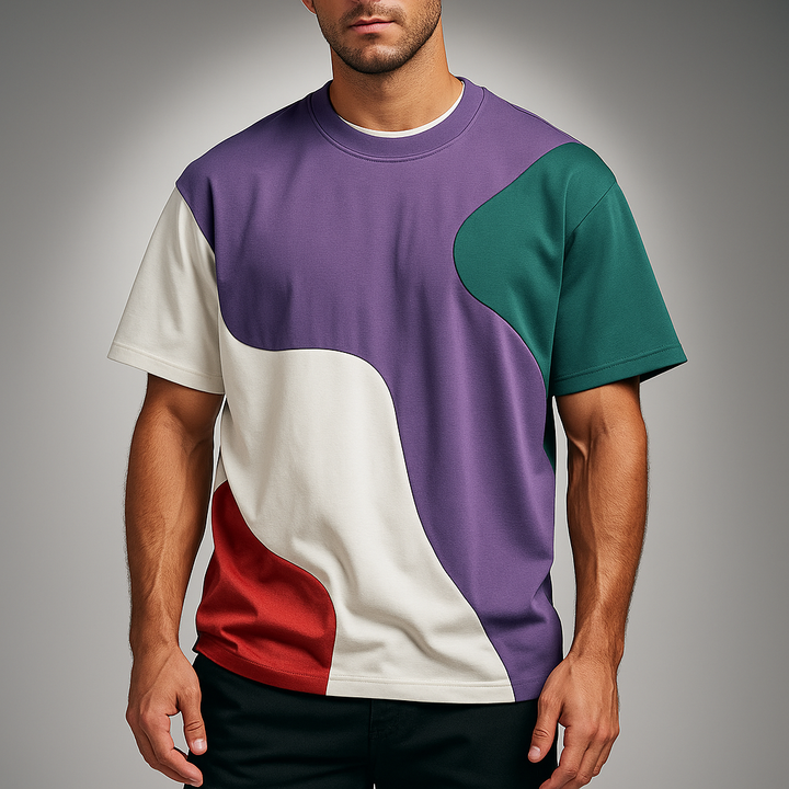 Men's Casual Patch Tee Purple