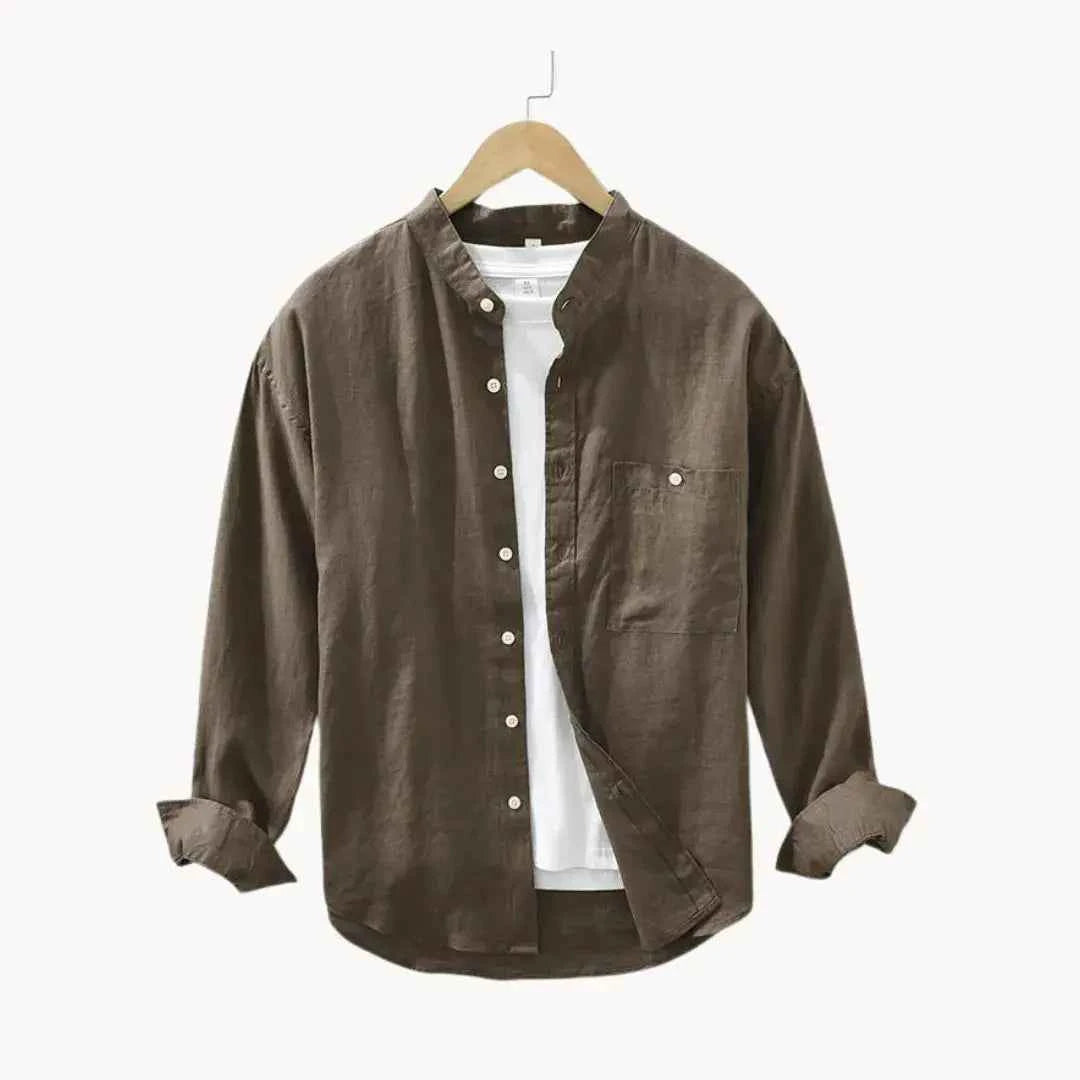 Men's Casual Prestige Linen Shirt Coffee
