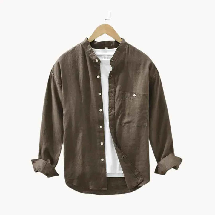Men's Casual Prestige Linen Shirt Coffee