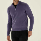 Men's Casual Quarter-Zip Sweater Purple