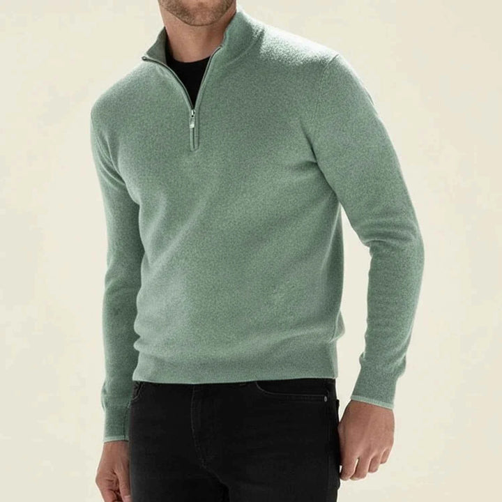 Men's Casual Quarter-Zip Sweater Green