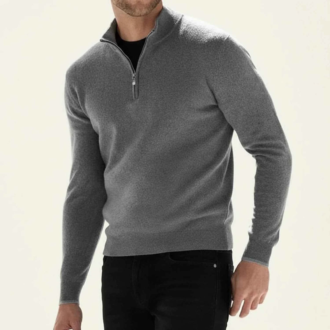 Men's Casual Quarter-Zip Sweater Gray