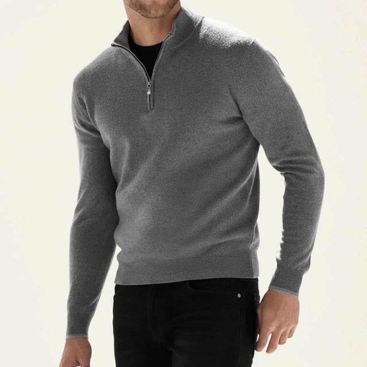 Men's Casual Quarter-Zip Sweater Gray