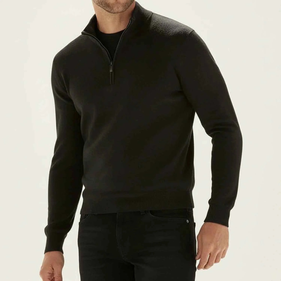 Men's Casual Quarter-Zip Sweater Black