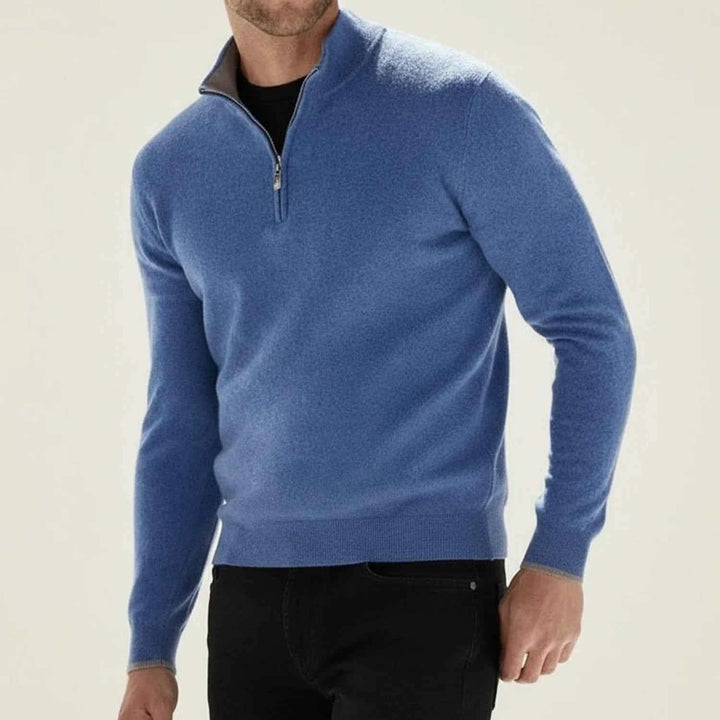 Men's Casual Quarter-Zip Sweater Blue