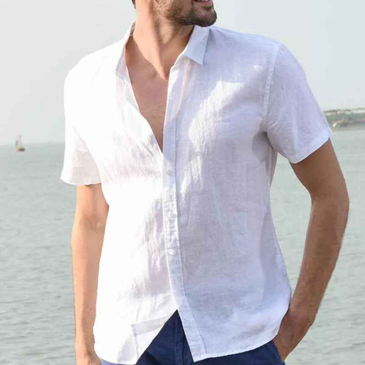Men's Casual Short Sleeve Button Shirt – Relaxed Fit & Breathable