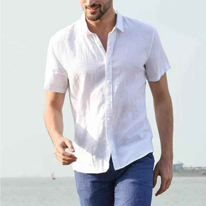 Men's Casual Short Sleeve Button Shirt – Relaxed Fit & Breathable
