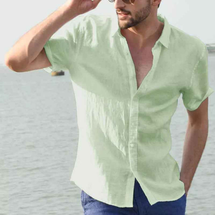 Men's Casual Short Sleeve Button Shirt – Relaxed Fit & Breathable