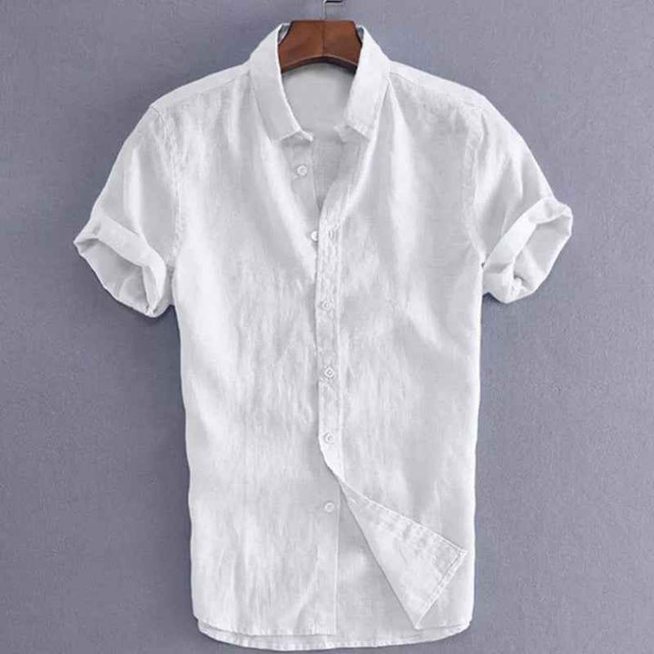 Men's Casual Short Sleeve Button Shirt – Relaxed Fit & Breathable White