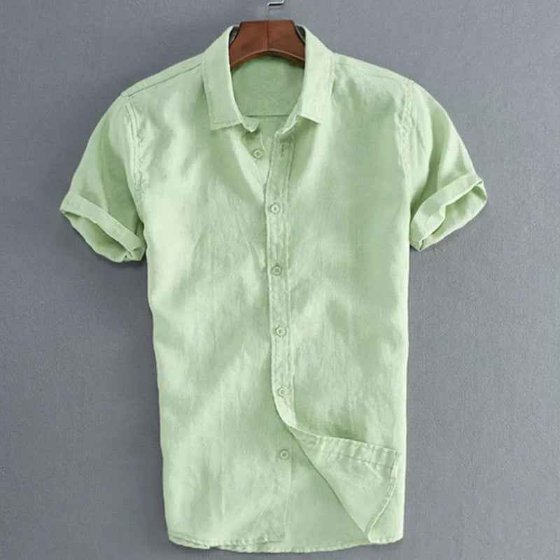 Men's Casual Short Sleeve Button Shirt – Relaxed Fit & Breathable Green