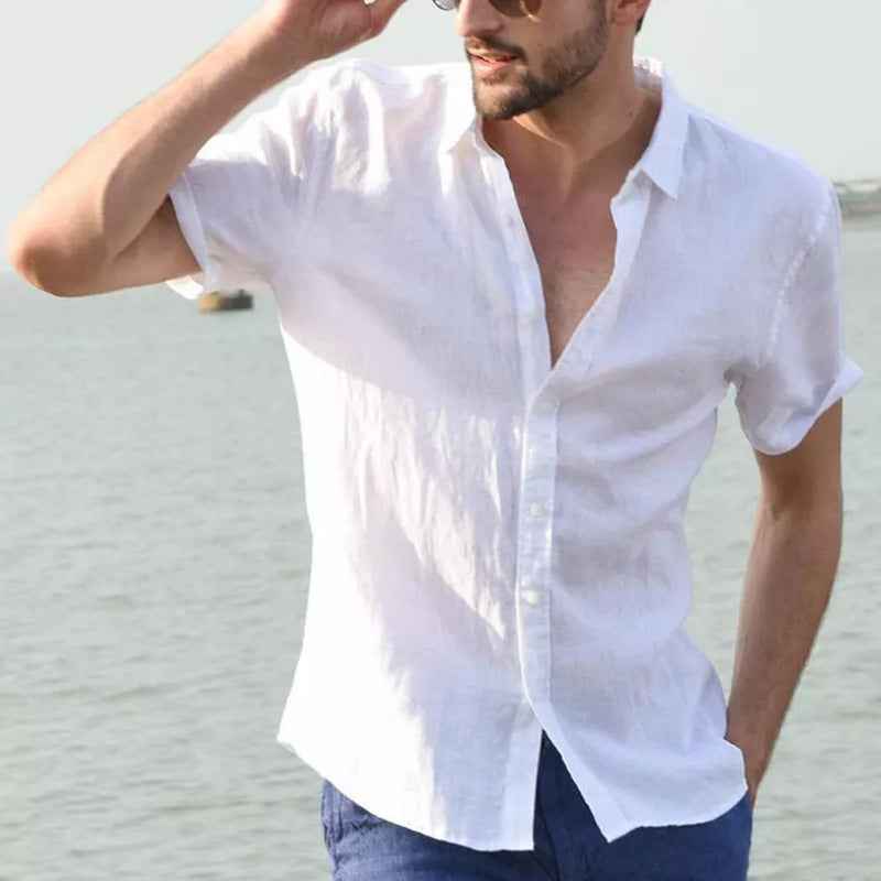 Men's Casual Short Sleeve Button Shirt – Relaxed Fit & Breathable