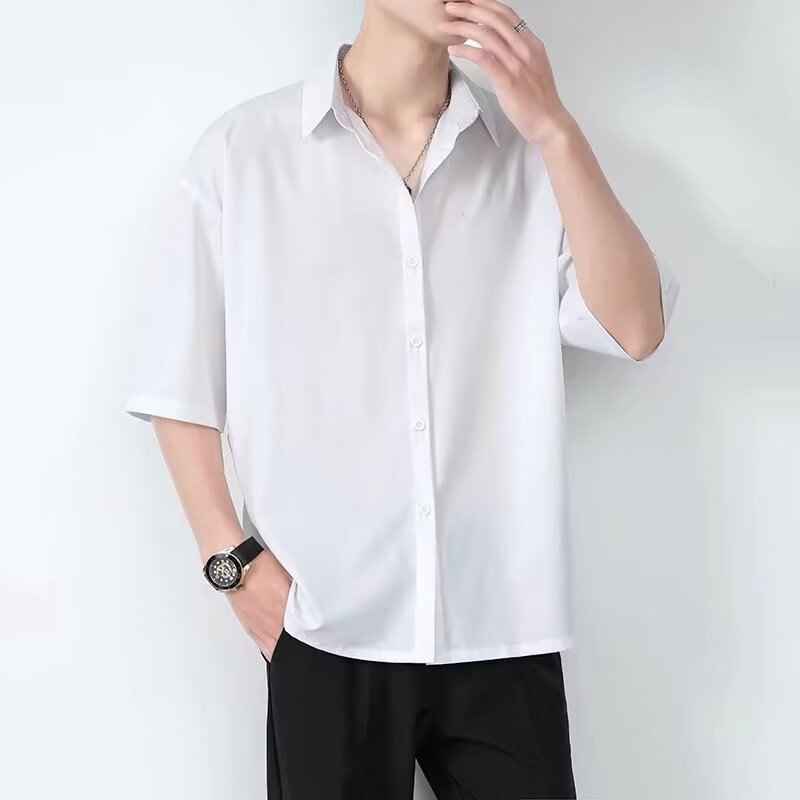 Men's Casual Short Sleeve Shirt – Relaxed Fit – Breathable Cotton White
