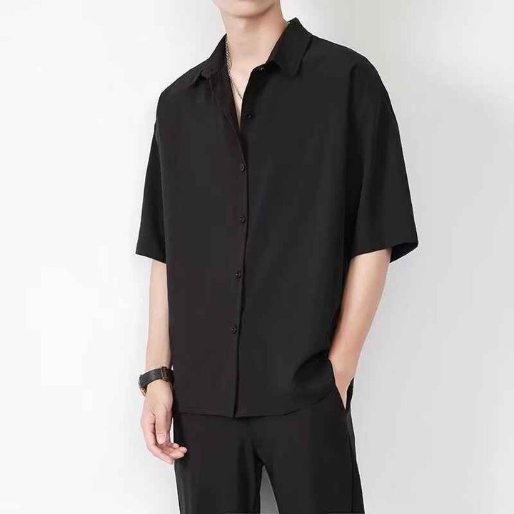Men's Casual Short Sleeve Shirt – Relaxed Fit – Breathable Cotton Black