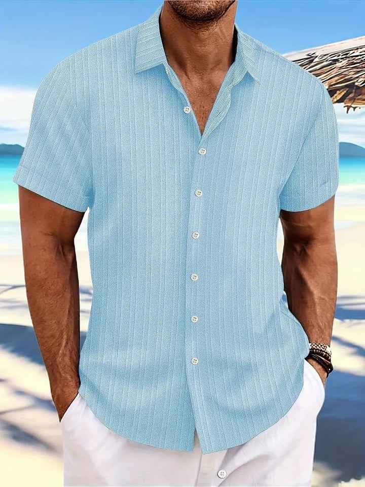 Men's Casual Summer Short-Sleeve Shirt Light Blue