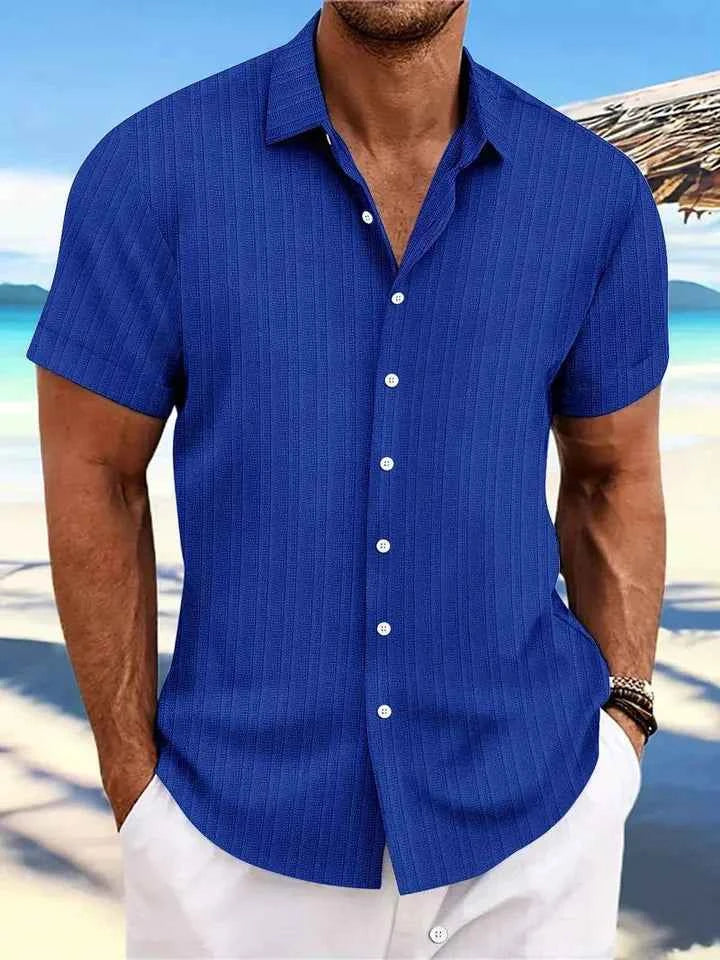 Men's Casual Summer Short-Sleeve Shirt Blue