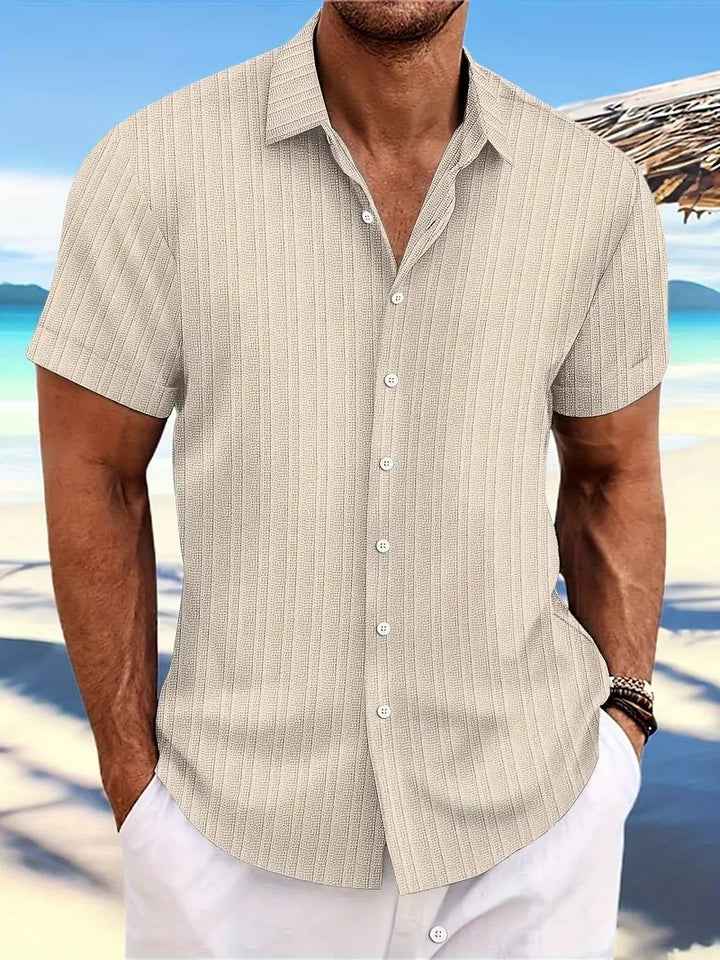 Men's Casual Summer Short-Sleeve Shirt Beige