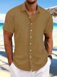 Men's Casual Summer Short-Sleeve Shirt Light Brown