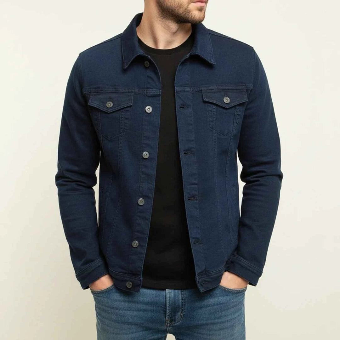 Men's Casual Trucker Jacket Dark Blue