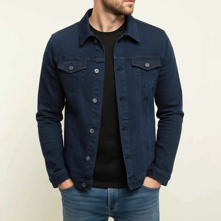 Men's Casual Trucker Jacket Dark Blue