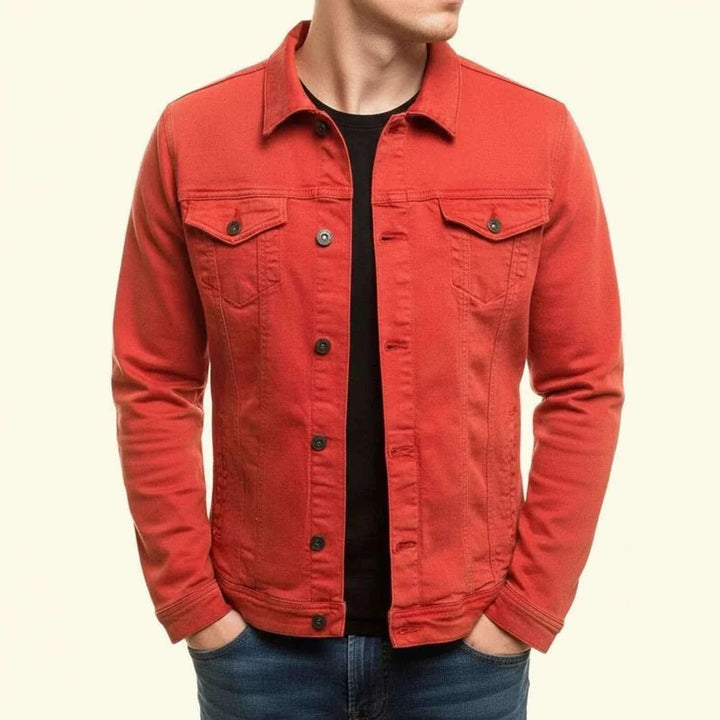 Men's Casual Trucker Jacket Red