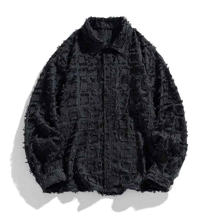 Men's Checkered Button-Up Shirt All black