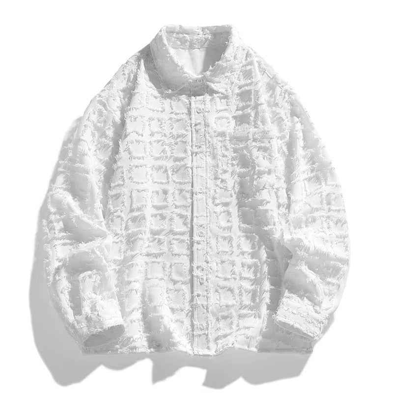 Men's Checkered Button-Up Shirt White