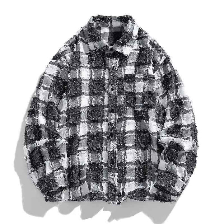 Men's Checkered Button-Up Shirt Black
