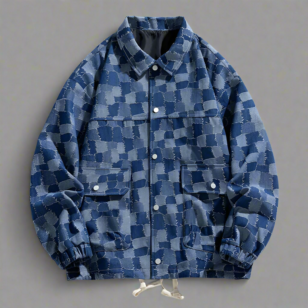 Men's Checkered Denim Jacket