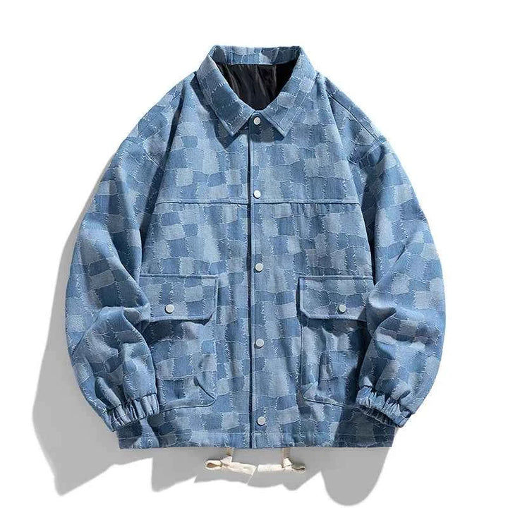 Men's Checkered Denim Jacket Light