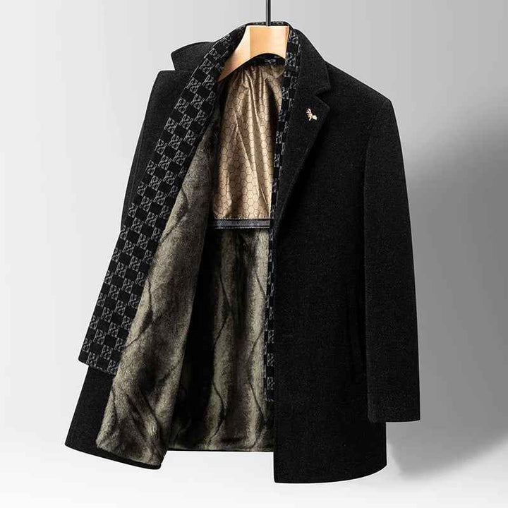 Men's Checkweave Trench Coat Black