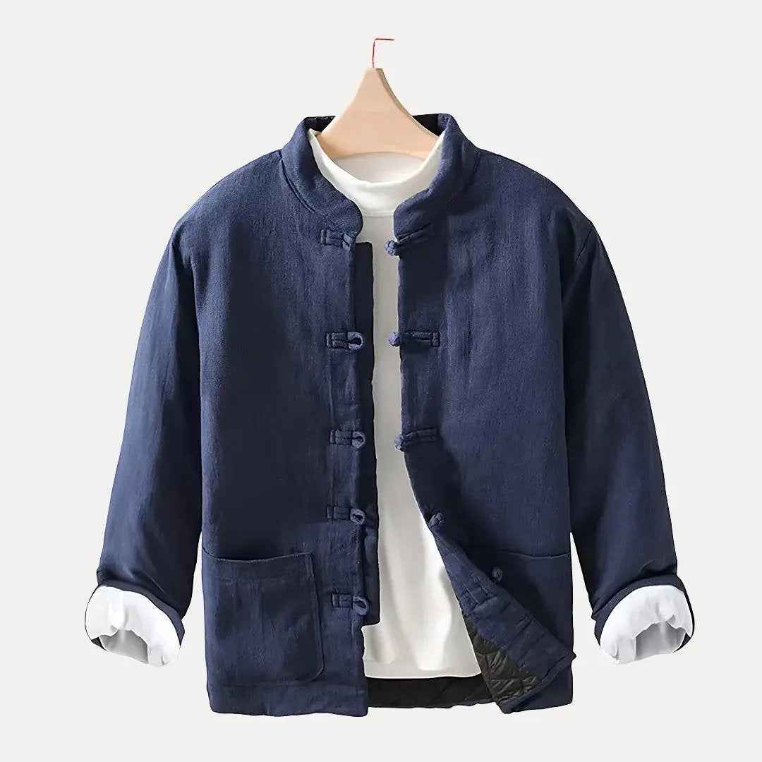 Men's Chinese Style Padded Jacket Blue