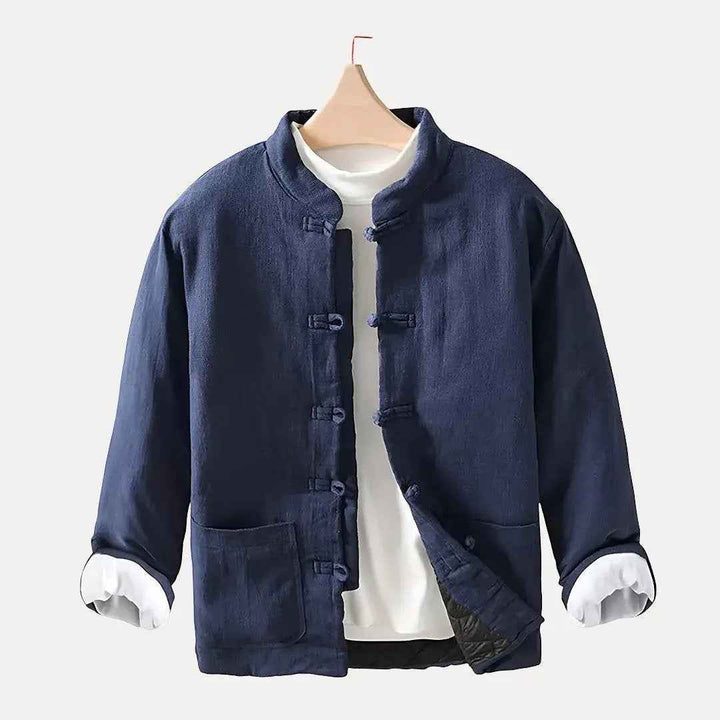 Men's Chinese Style Padded Jacket Blue