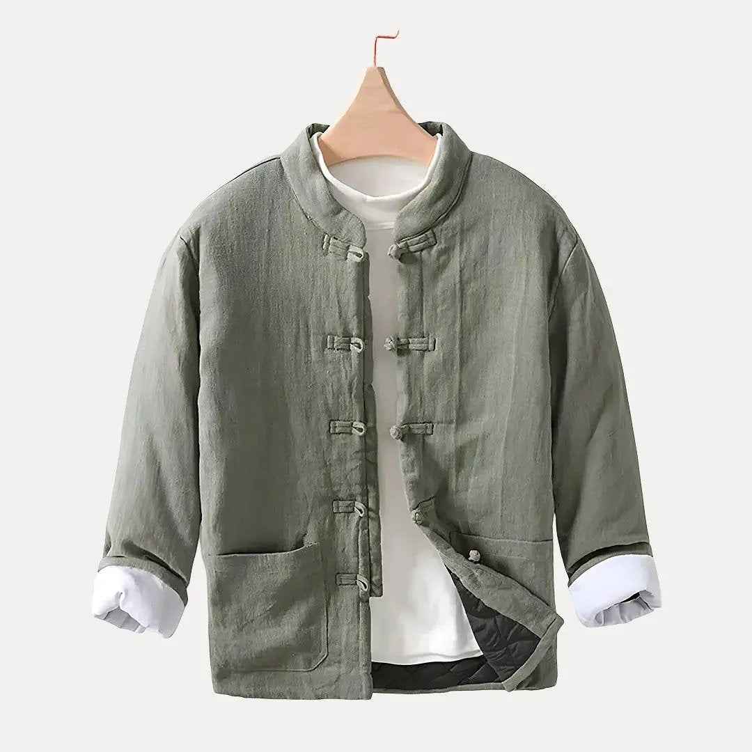 Men's Chinese Style Padded Jacket Army Green