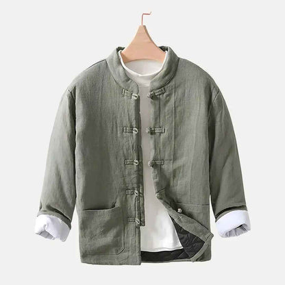 Men's Linen Jacket Loose Fit Gray Winter Blue Army Green