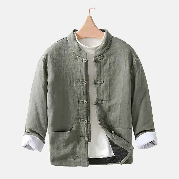 Men's Chinese Style Padded Jacket Army Green